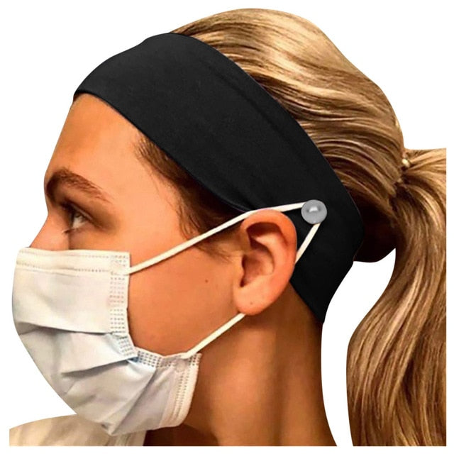 1PC Button Headband Holder Wearing a Yashmak- Protect Ears Unisex Running Elastic Hair Band Headwear facemask buttonholder